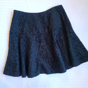 Free People Animal Print Black Flare Mini Skirt Size 2